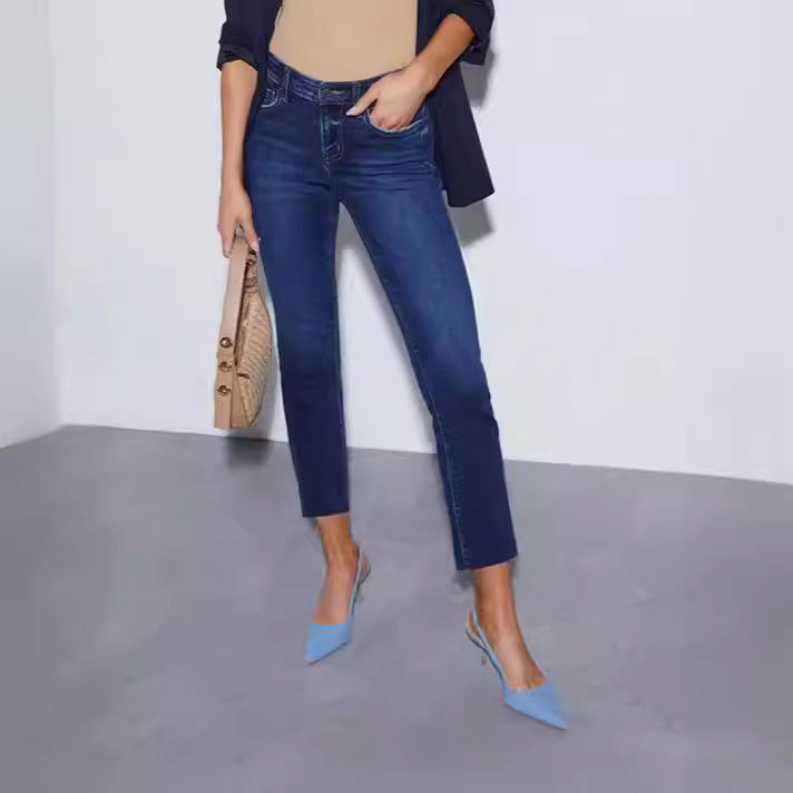 Damen Edle Cropped Jeans im klassischen Schnitt R&B