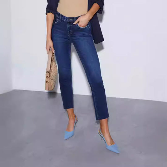 Damen Edle Cropped Jeans im klassischen Schnitt R&B