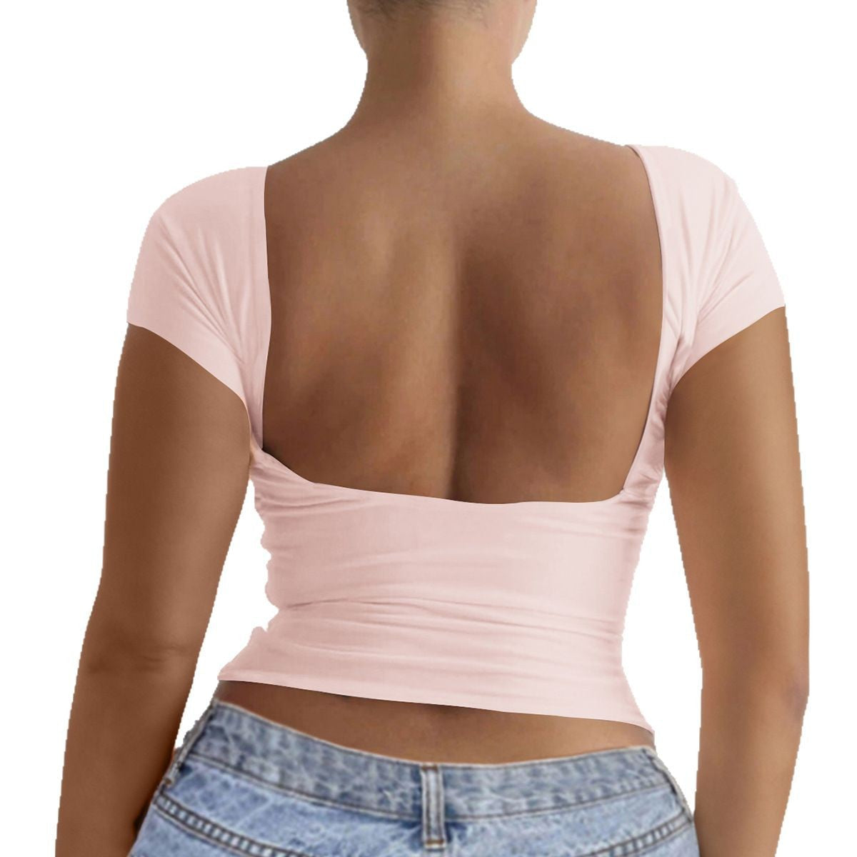 Damen elegantes Off-Shoulder Oberteil mit tiefem Rücken R&B