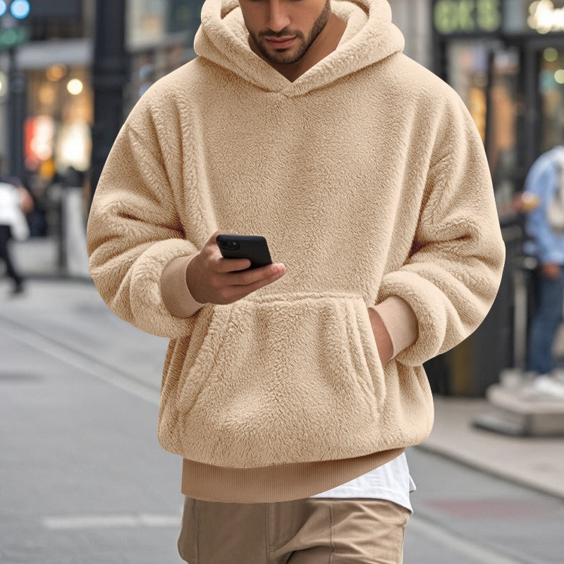 Herren übergroßer Fleece-Hoodie mit Kängurutasche und gemütlichem Schnitt R&B