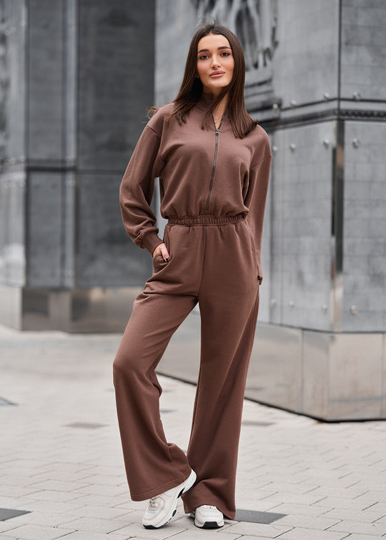 Damen Sportlicher Freizeitanzug mit hohem Kragen und Bündchen R&B