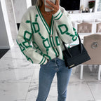 Damen Strickjacke im modernen geometrischen Design R&B