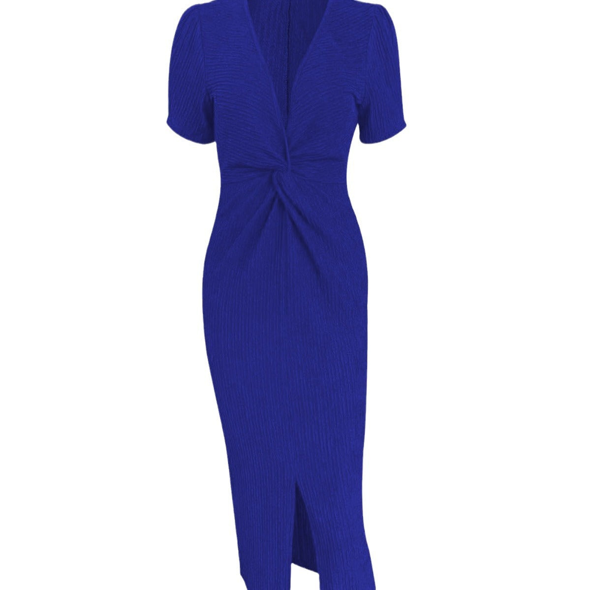 Damen Figurbetontes Midi-Kleid mit Puffärmeln und seitlichem Schlitz R&B