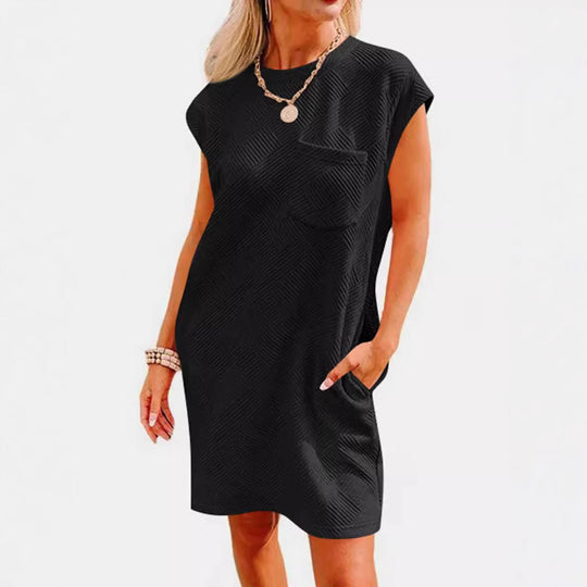 Damen Maxikleid mit praktischen Taschen und elegantem Strukturmuster R&B