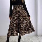 Damen Midi-Rock mit Volants und tierischem Muster R&B