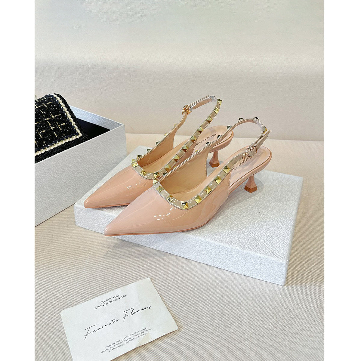 Damen Slingback-Pumps mit modischem Nieten-Design