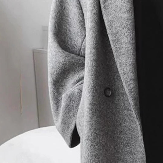 Damen Oversized Wollmantel mit klassischem Schnitt und bequemen Taschen R&B
