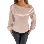 Damen elegante Off-Shoulder Bluse mit weiten Ärmeln R&B