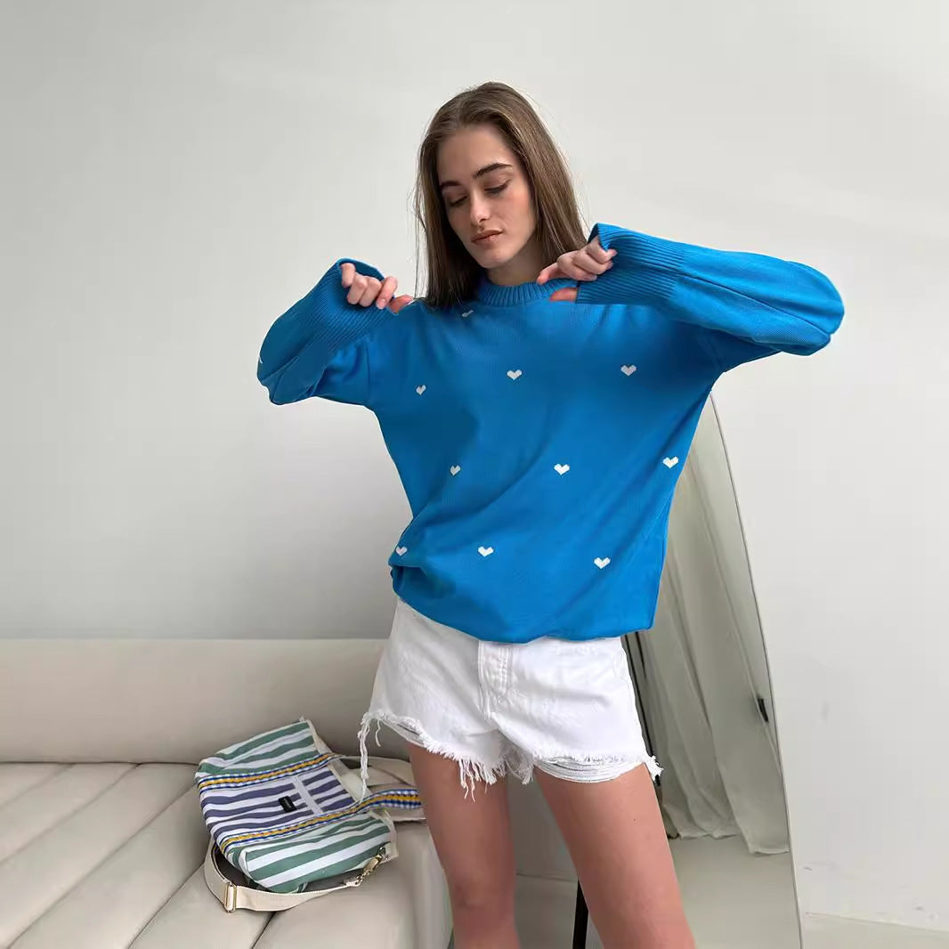 Damen Lässiger Pullover mit Herz-Muster R&B