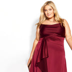 Damen elegantes Hochzeitskleid mit asymmetrischem Saum und Taillengürtel R&B