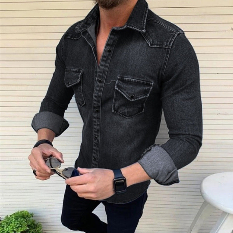 Herren Denim Hemd mit modernem Schnitt und praktischen Brusttaschen R&B