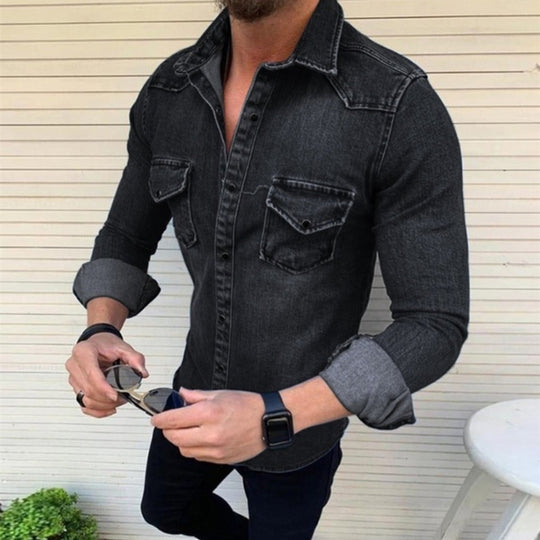 Herren Denim Hemd mit modernem Schnitt und praktischen Brusttaschen R&B