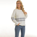 Damen lässiger Pullover mit modischem Streifenmuster R&B