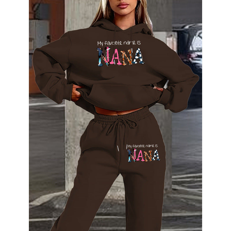 Damen Jogginganzug mit kreativem Schriftzug und bequemer Passform R&B
