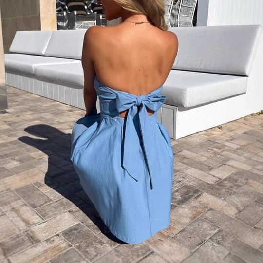 Damen Off-Shoulder Minikleid mit voluminösem Rock und eleganten Raffungen R&B