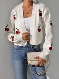 Damen Kurze Strickjacke mit fruchtiger Stickerei R&B
