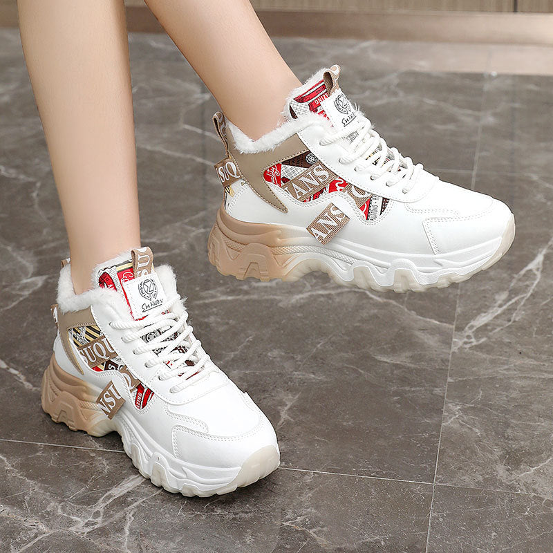 Damen Winterliche High-Top Sneakers mit kuscheligem Innenfutter und modischem Design R&B