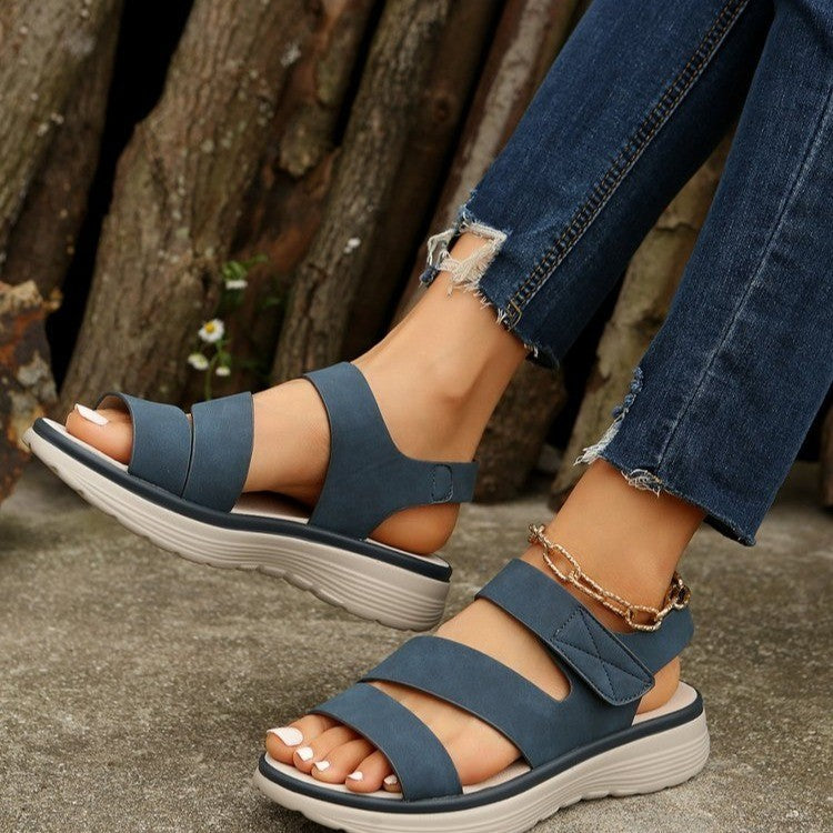 Damen Komfortable Wedge-Sandalen mit verstellbaren Riemen und ergonomischer Fußbettung R&B