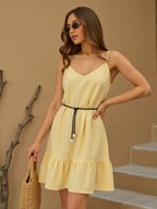 Damen Sommerkleid mit lässigem Schnitt und voluminösem Rüschensaum R&B