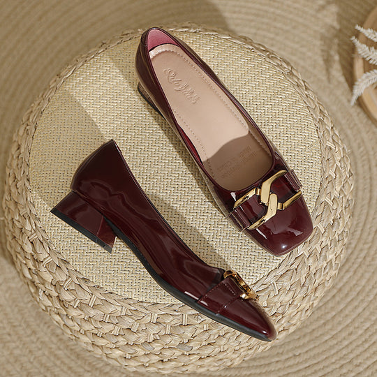 Damen Ballerinas mit eleganter Schnallenapplikation und komfortablem Blockabsatz R&B