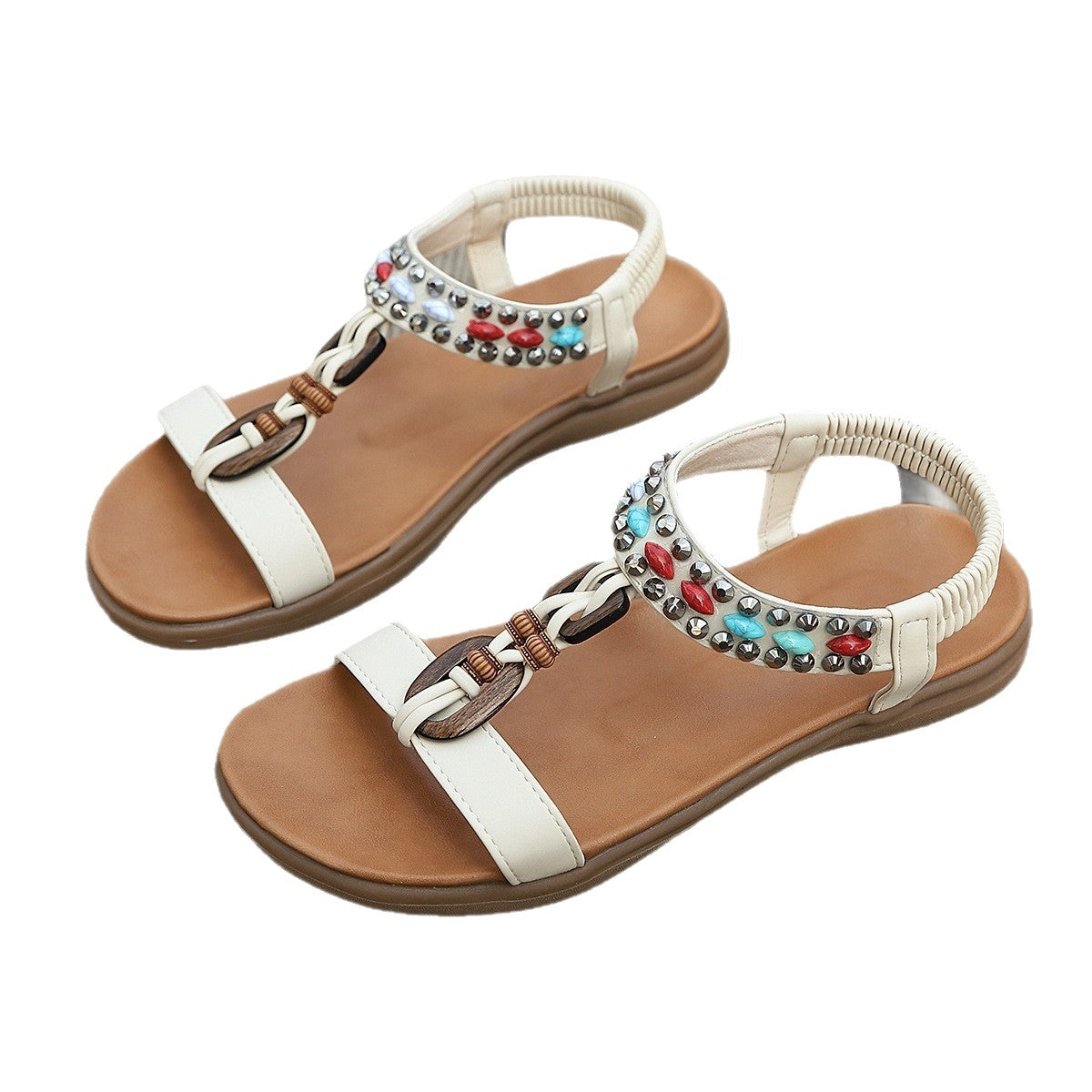Damen modische Zehentrenner-Sandalen mit glitzernden Akzenten und elastischem Fersenriemen
