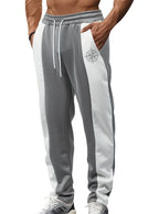Herren nan sportive Trackpants mit seitlichen Kontrastbahnen elastischem Bund Kordelzug und Hirschstickerei R&B