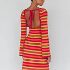 Damen Langarm-Kleid im modischen Streifenlook R&B