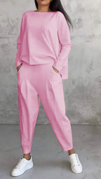 Jogginganzug Damen Lounge-Set mit weiten Ärmeln und Taschen