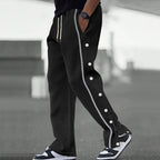 Herren Sportliche Lockere Jogginghose mit Druckknöpfen R&B