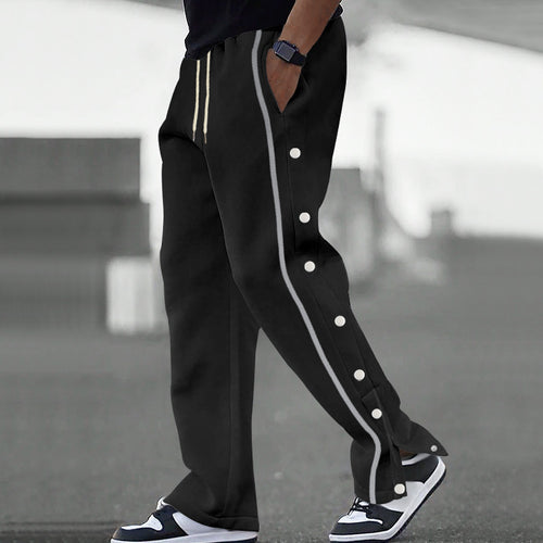 Herren Sportliche Lockere Jogginghose mit Druckknöpfen R&B