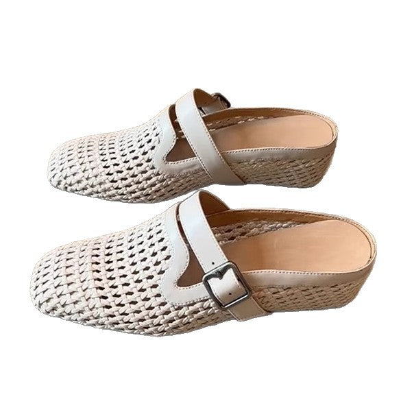 Damen Clogs mit modischem Geflecht und verstellbarem Riemen R&B