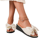 Damen Wedge-Sandalen mit voluminösem Schleifenakzent und komfortabler Fußbettgestaltung R&B