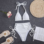 Damen Triangel-Bikini mit hohem Bund und verstellbaren BindR&Bändern R&B