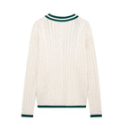 Damen Strickpullover mit V-Ausschnitt und strukturiertem Zopfdesign R&B