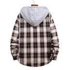 Herren Karohemdjacke mit Kapuze und großzügigen Taschen