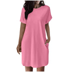 Damen lässiges T-Shirt Kleid mit praktischen Taschen R&B
