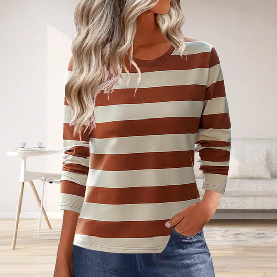 Damen Langarmshirt mit modernem Streifenmuster und bequemer Passform R&B