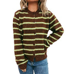 Damen Langärmliger Strickcardigan mit modischem Streifenmuster R&B