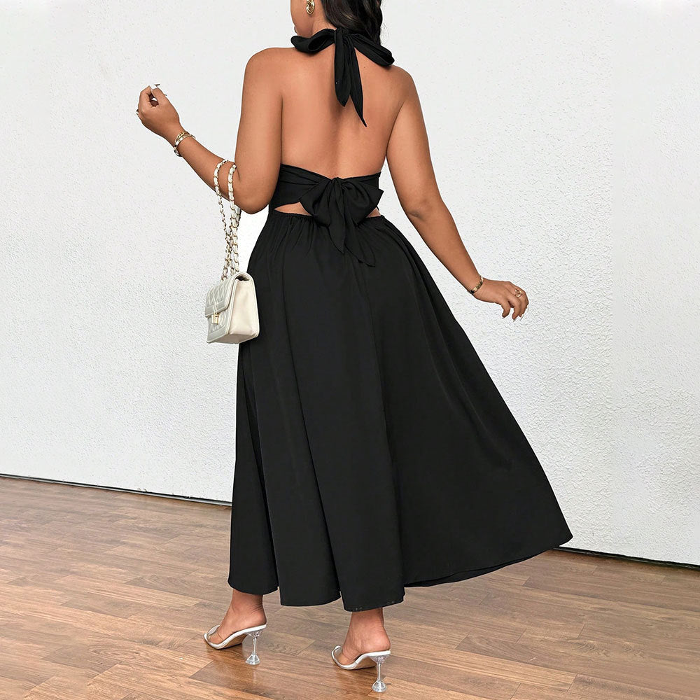 Damen elegantes etwas schwingendes Abendkleid mit tiefem V-Ausschnitt R&B