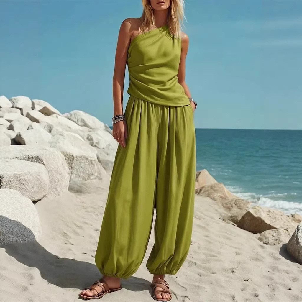 Damen Elegantes Einteiler-Outfit mit Fließendem Schnitt und One-Shoulder-Design R&B