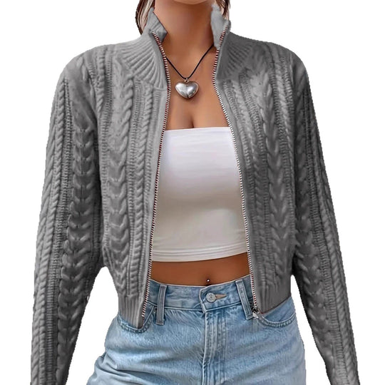 Damen Design Strickjacke mit innovativem Zopfmuster und eleganten Details R&B