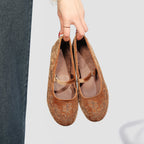 Damen Ballerinas mit dekorativem Blumenmuster und komfortablem Riemendesign R&B