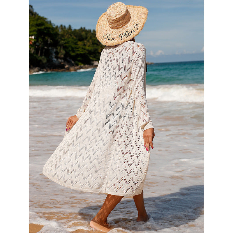 Damen eleganter Häkel-Strandkimono im Boho-Stil mit tiefem V-Ausschnitt R&B