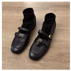 Damen Mokassins mit elegantem Riemen und luxuriösem Metall-Detail