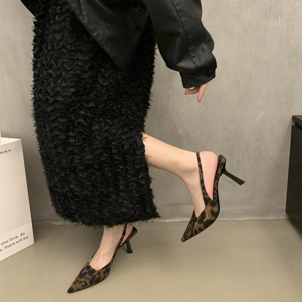 Damen Slingback-Pumps mit animalischem Print und feinem Absatz R&B