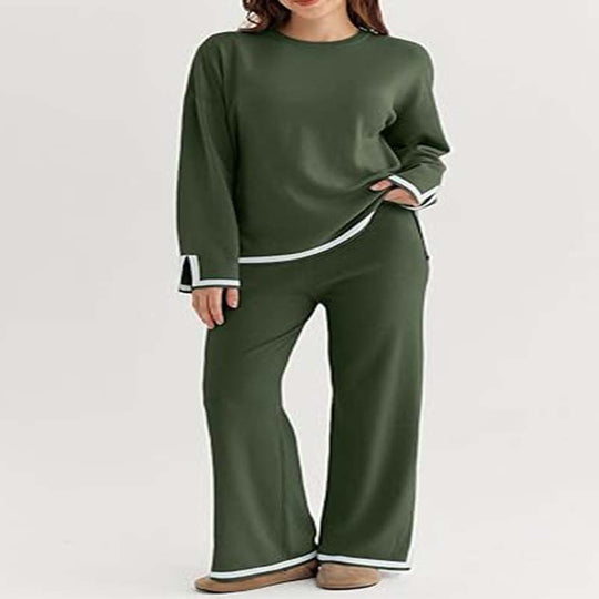 Damen modisches Lounge-Set mit weitem Schnitt und Kontrastbündchen R&B