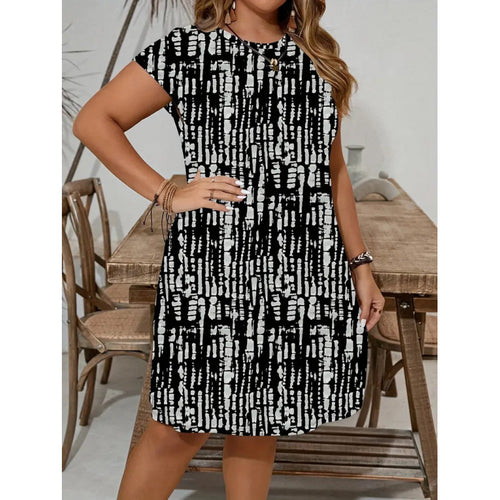 Damen lässiges Freizeitkleid mit modernem Mustermix R&B