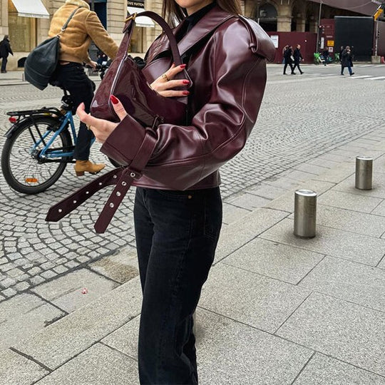 Damen Modische jacke im cropped Design mit Gummizug R&B