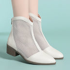 Damen Trendige Stiefeletten mit Netz-Design und bequemem Blockabsatz R&B