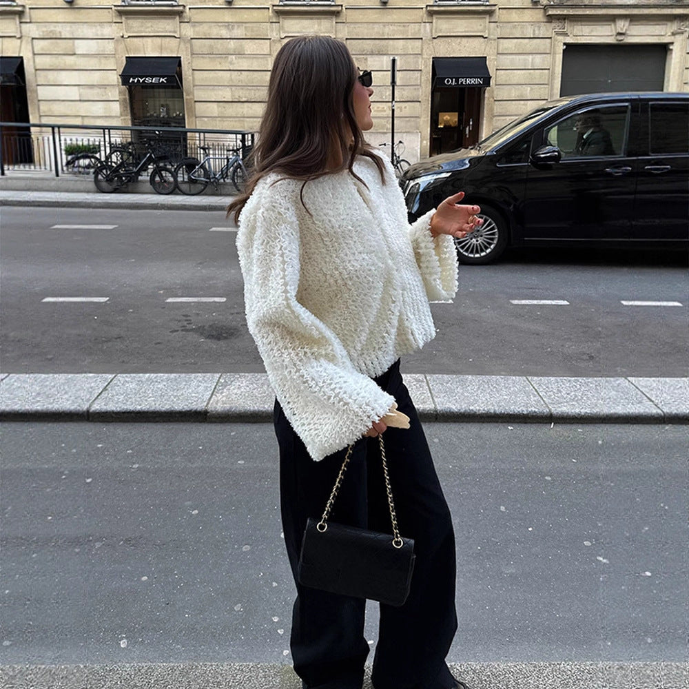 Damen kuschelige Teddyjacke mit weiten Ärmeln und stylischem Schnitt R&B